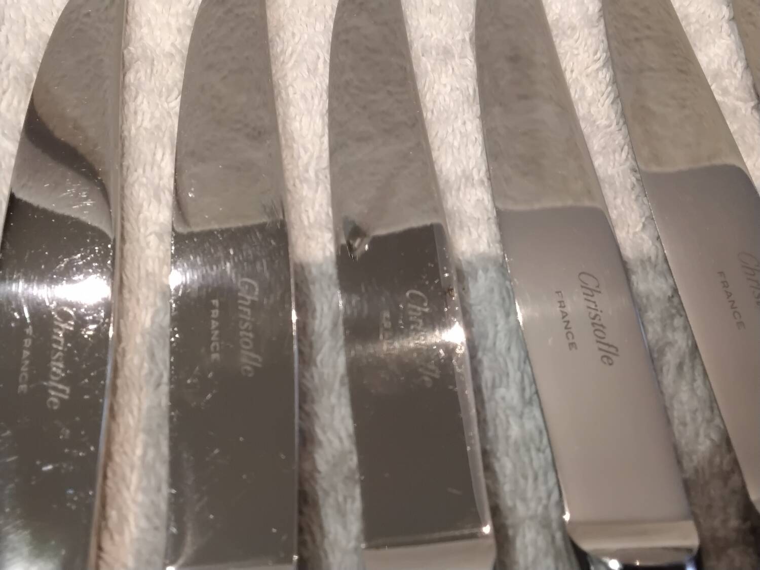 12 Christofle Marly silver plated dessert knives, 19.7cm