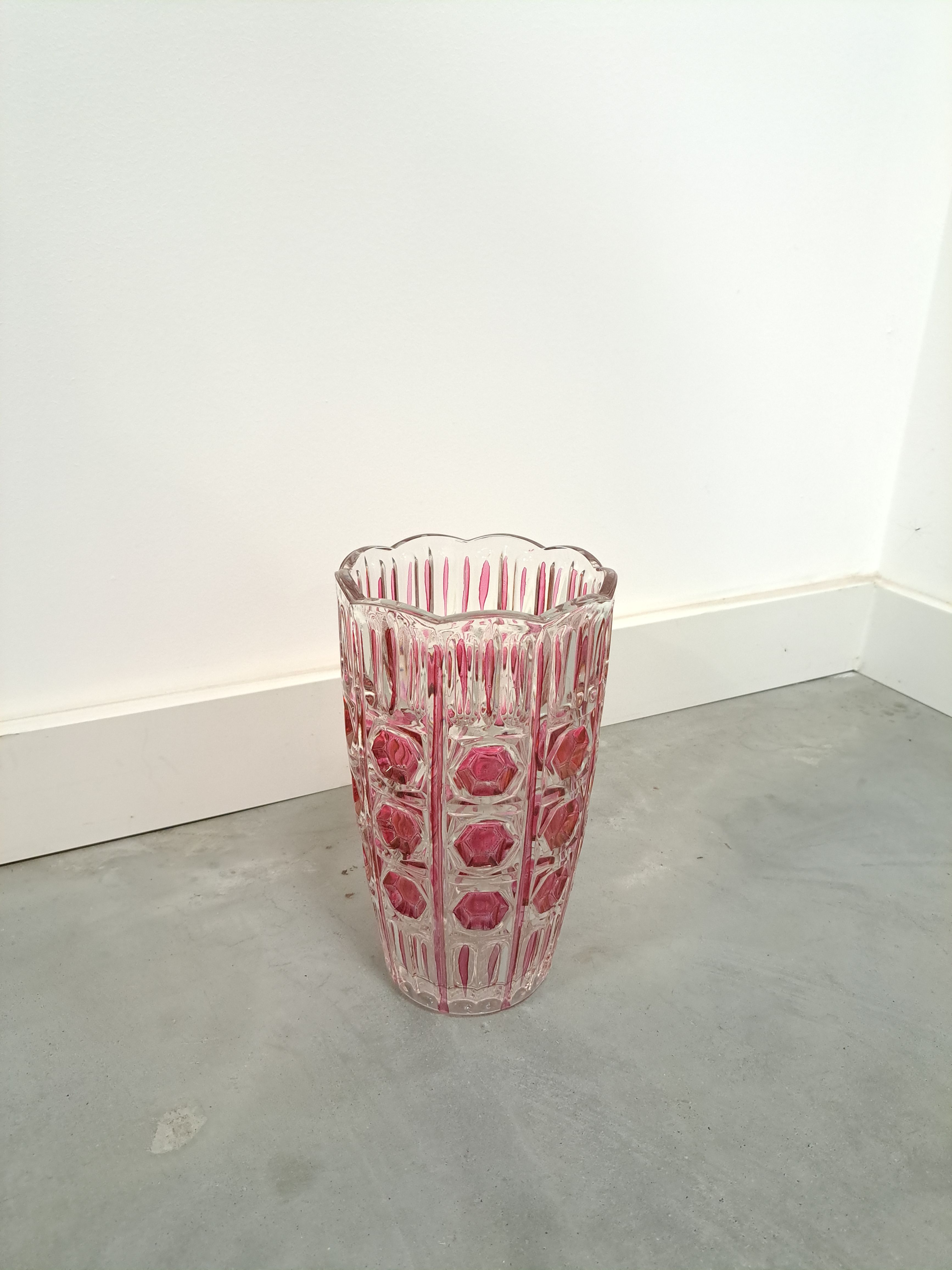 Vintage Vintage Pink Glass Vase Italy, Flower Vase