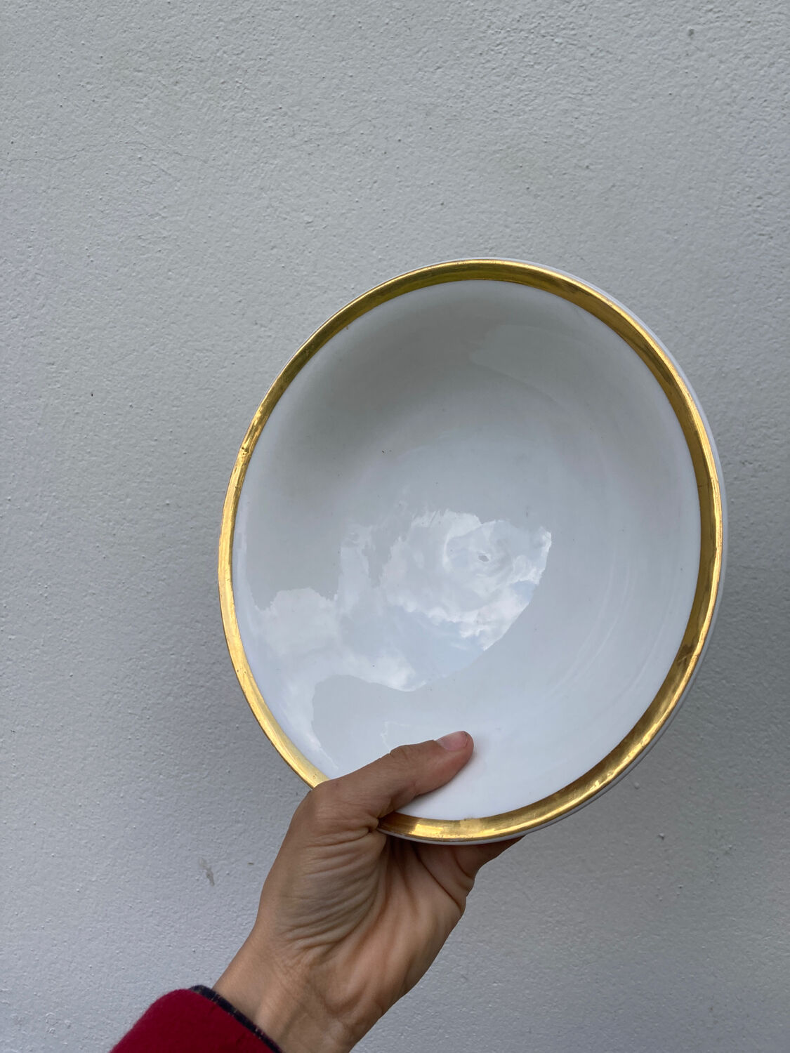 Antique monogrammed white and gilded porcelain compotier