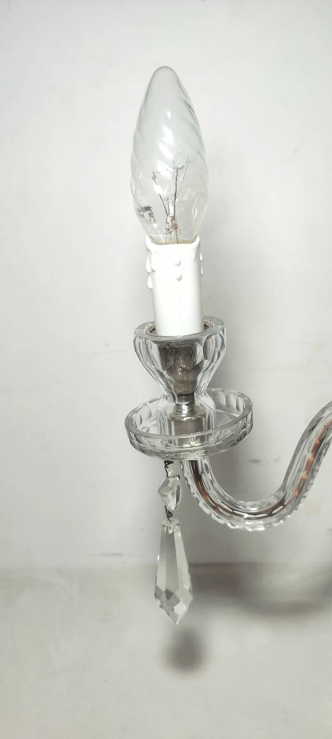 Lámpara de mesa de cristal. Francia, 1950s.