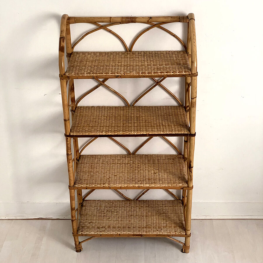 Vintage rattan shelf 60's
