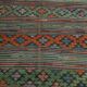 Tapis Kilim Vintage Motifs Ethniques Vert et Rouge, 180x271 Cm