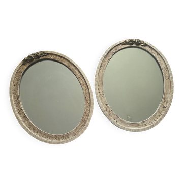 paire de miroirs ovales anciens