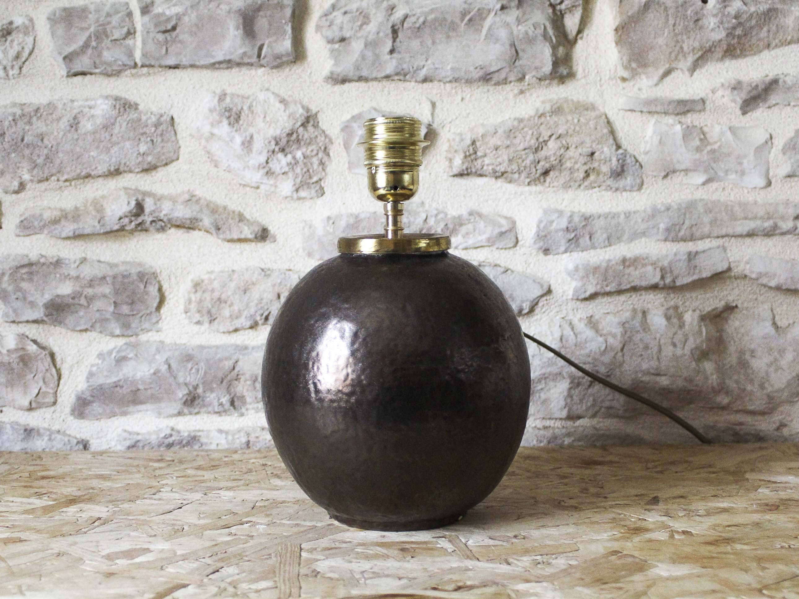 Ceramic ball lamp base signed Guérin