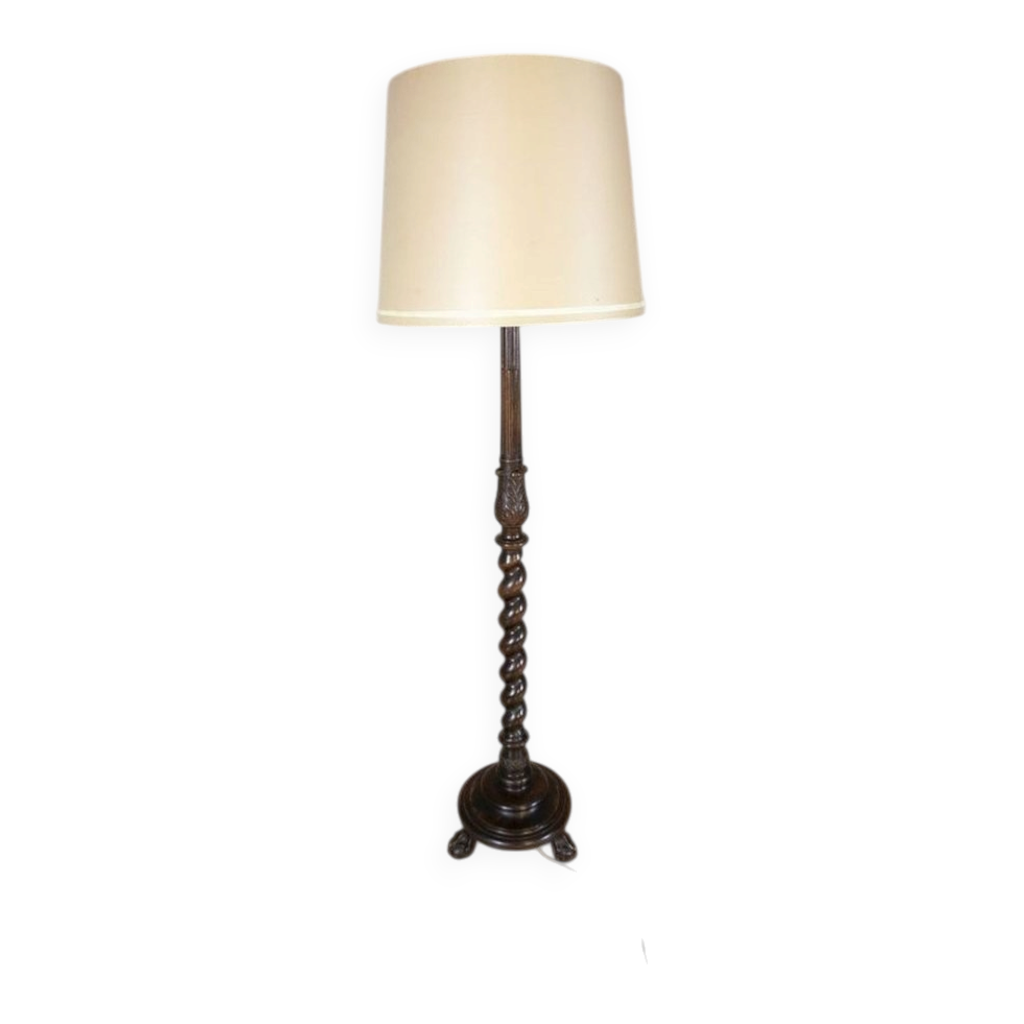 Early 20th-Century Chippendale Floor Lamp on Brown Wooden Base