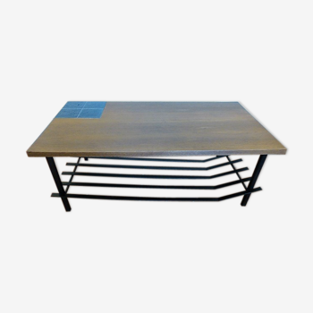 Coffee table in ceramic wood and metal vintage 1960.