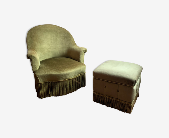 Fauteuil chapeau et son pouf