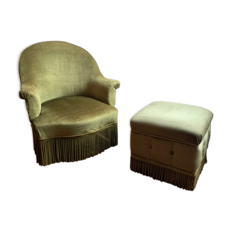 Hat armchair and its ottoman