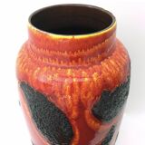 Handmade Orange, Red and Black Glazed Ceramic Vase, Germany