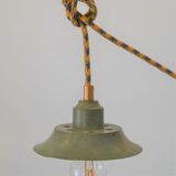 Green lamp and wooden support