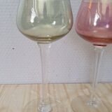 Box of 6 glasses with glass feet in colors of velles le chatel
