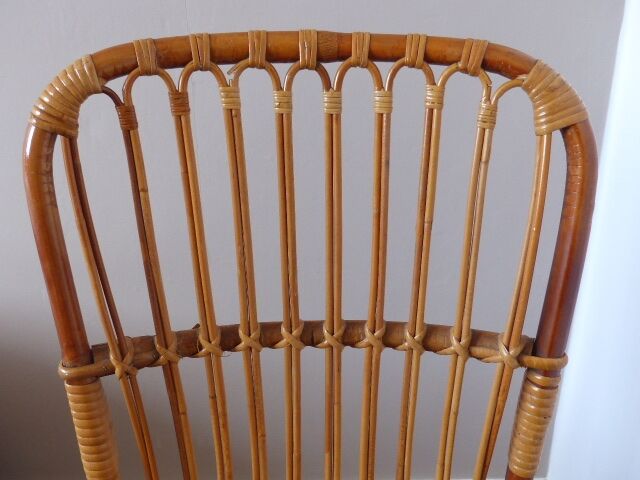 Chair, bamboo and rattan vintage, 70s.