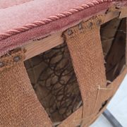 1950s, Danish armchair, salmon pink furniture velour, oak wood.