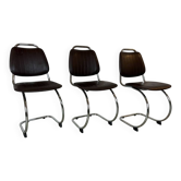 Chaises en tube d'acier chromé vintage années 70 style cantilever