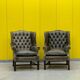 Vintage leather chesterfield wingback armchair-(price is for one Chair)