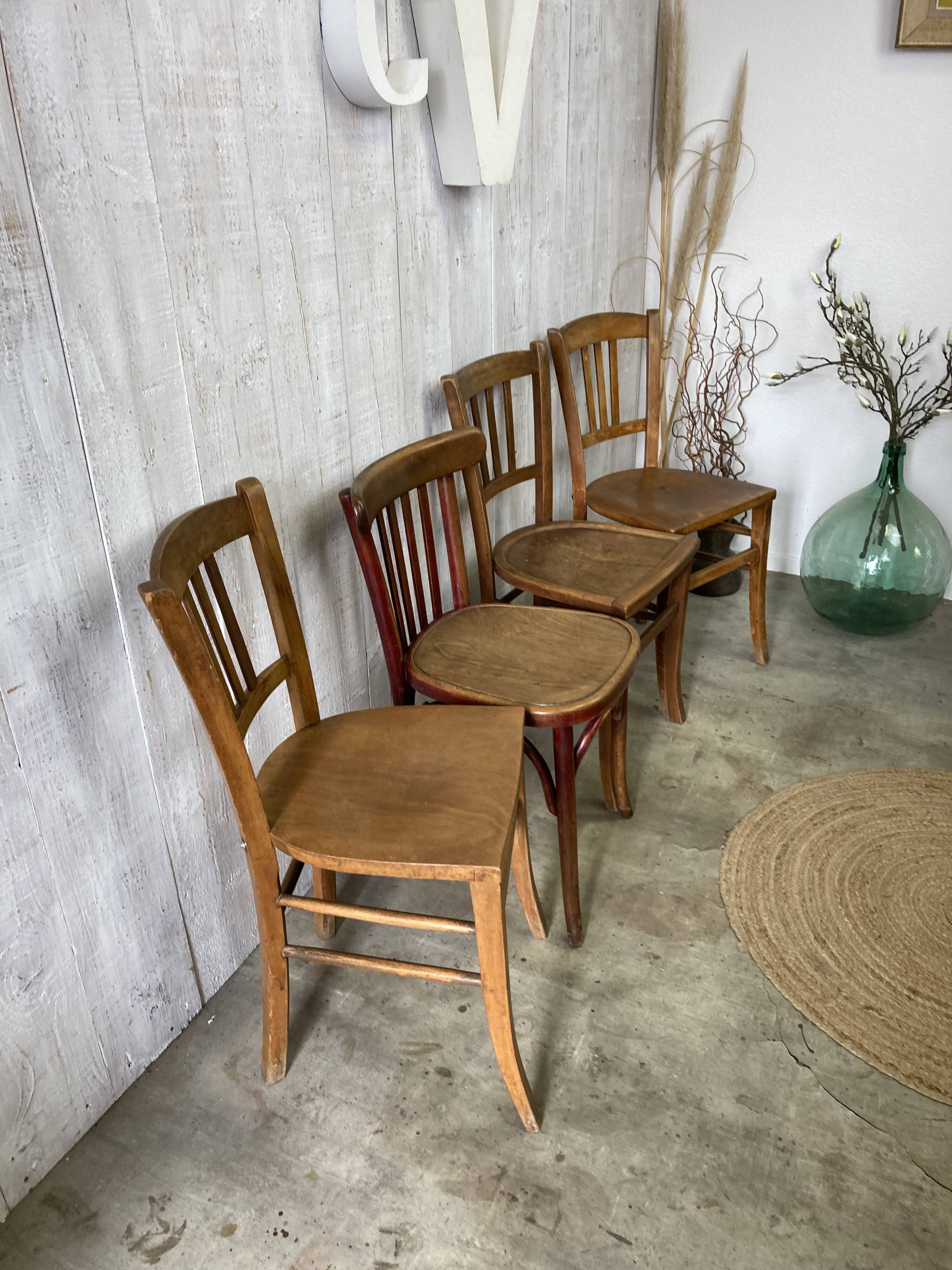 Set of 4 mismatched bistro chairs