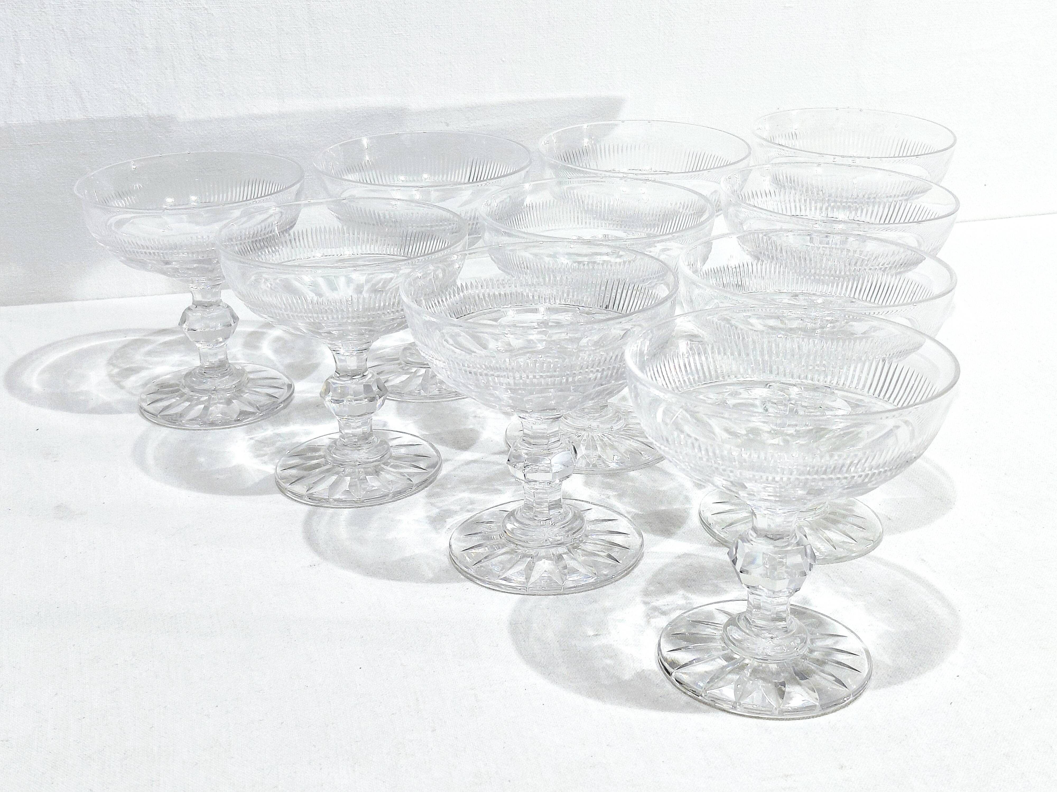 Baccarat - 10 champagne glasses catalogue 1841