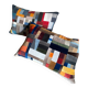 Patchwork cushions made from upholstery fabric