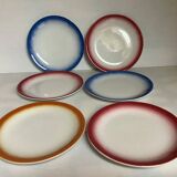 Six old small earthenware plates from Moulin des Loups
