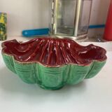 Green and red vintage dabbling enamelled ceramic shell