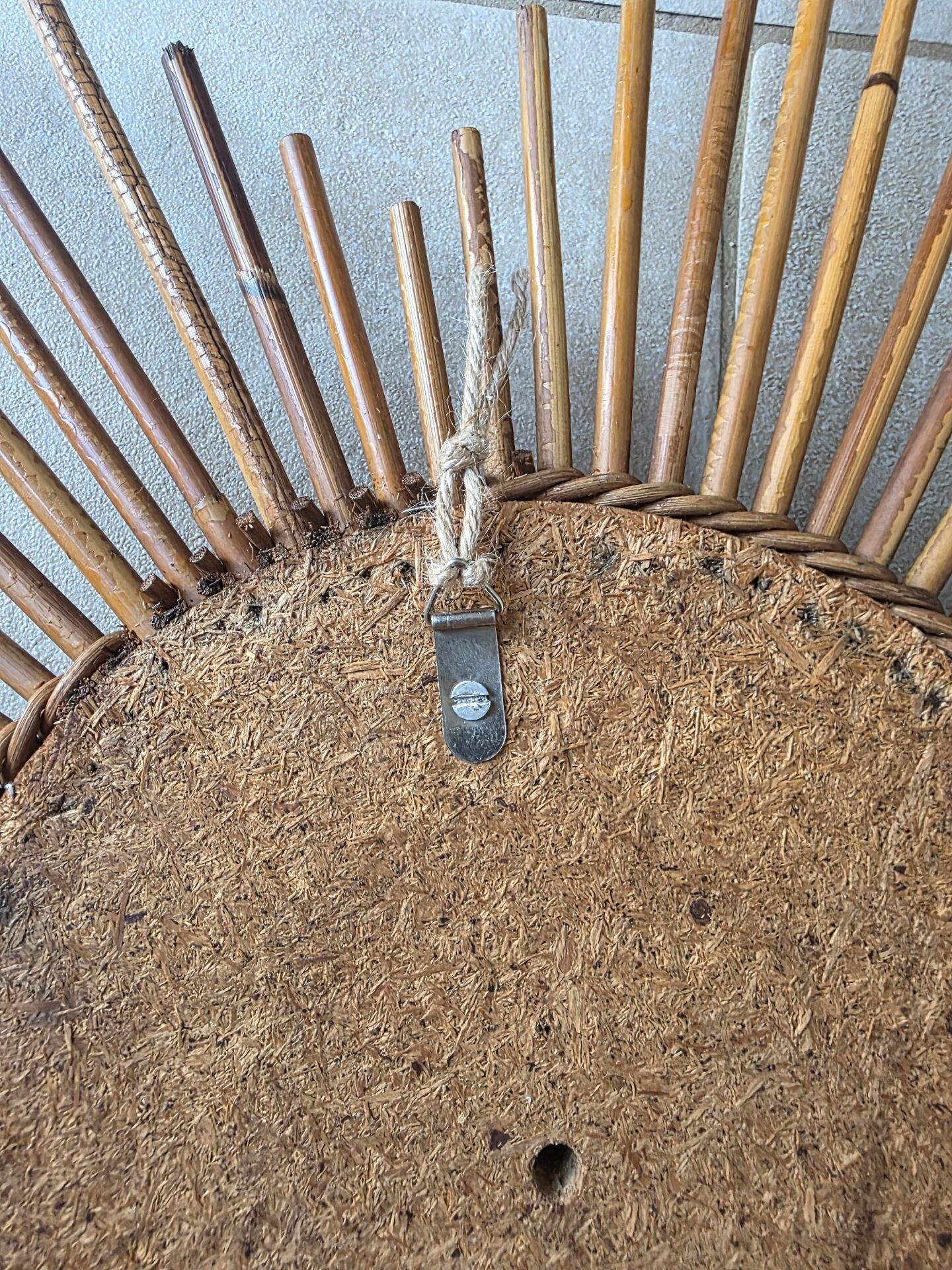 Vintage XL rattan sun mirror