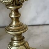 Pair of gilt bronze ram's head candlesticks, Louis XVI style, 19th century.