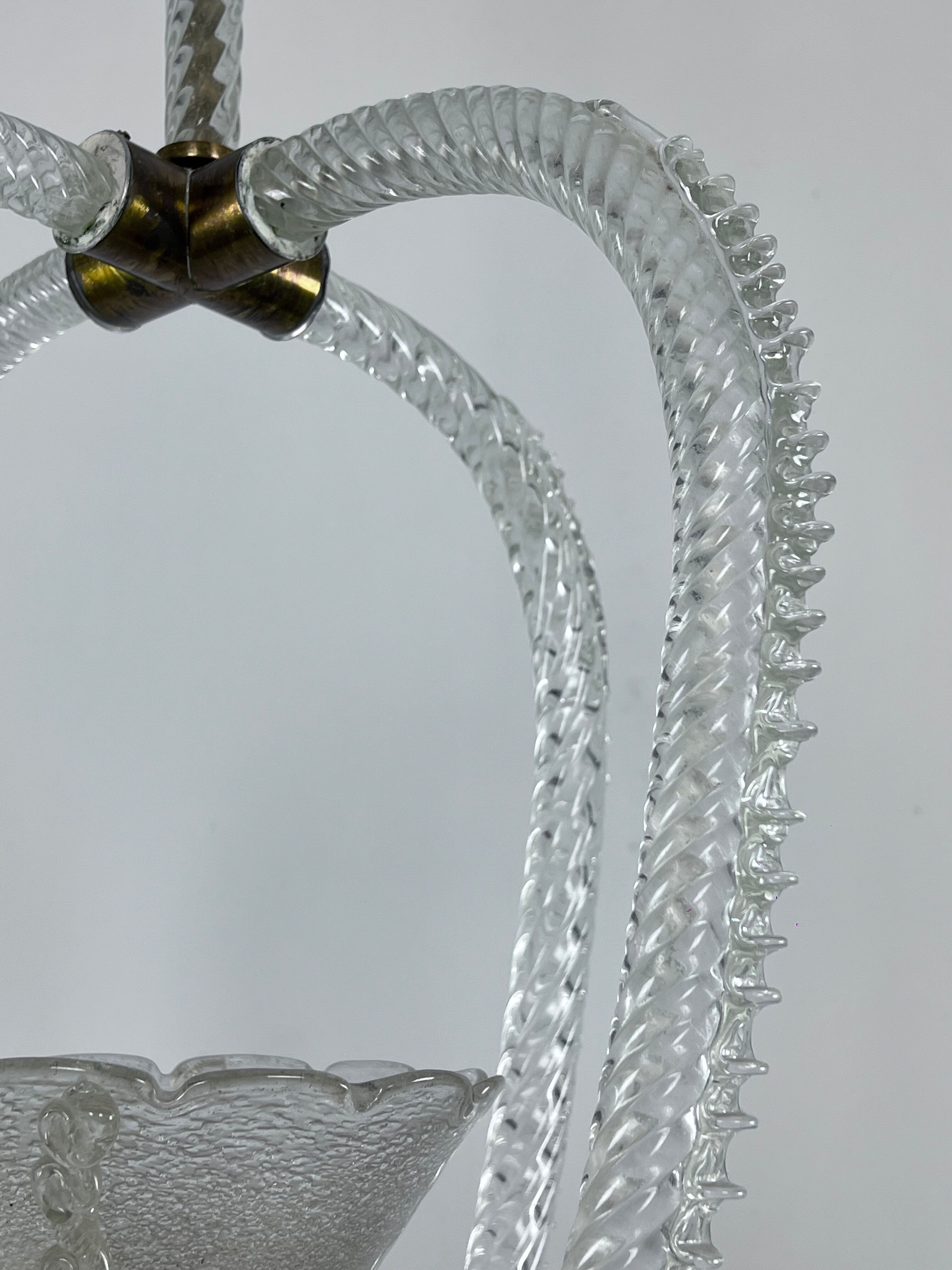 Ercole Barovier Murano glass pendant lamp Italy 1930s
