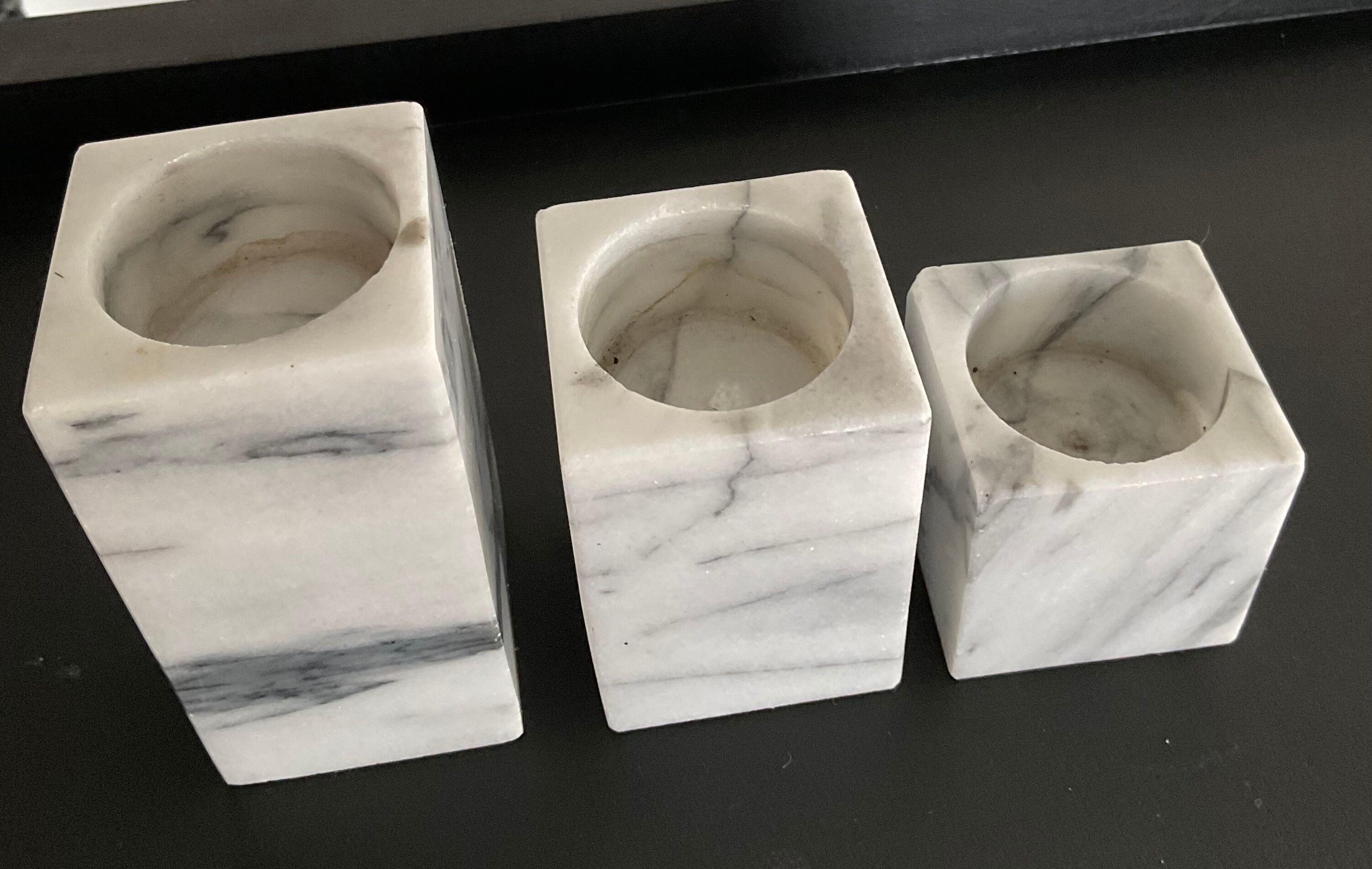 Trio Of marble candle holders from the 70s