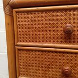 Commode  bambou et cannage rotin