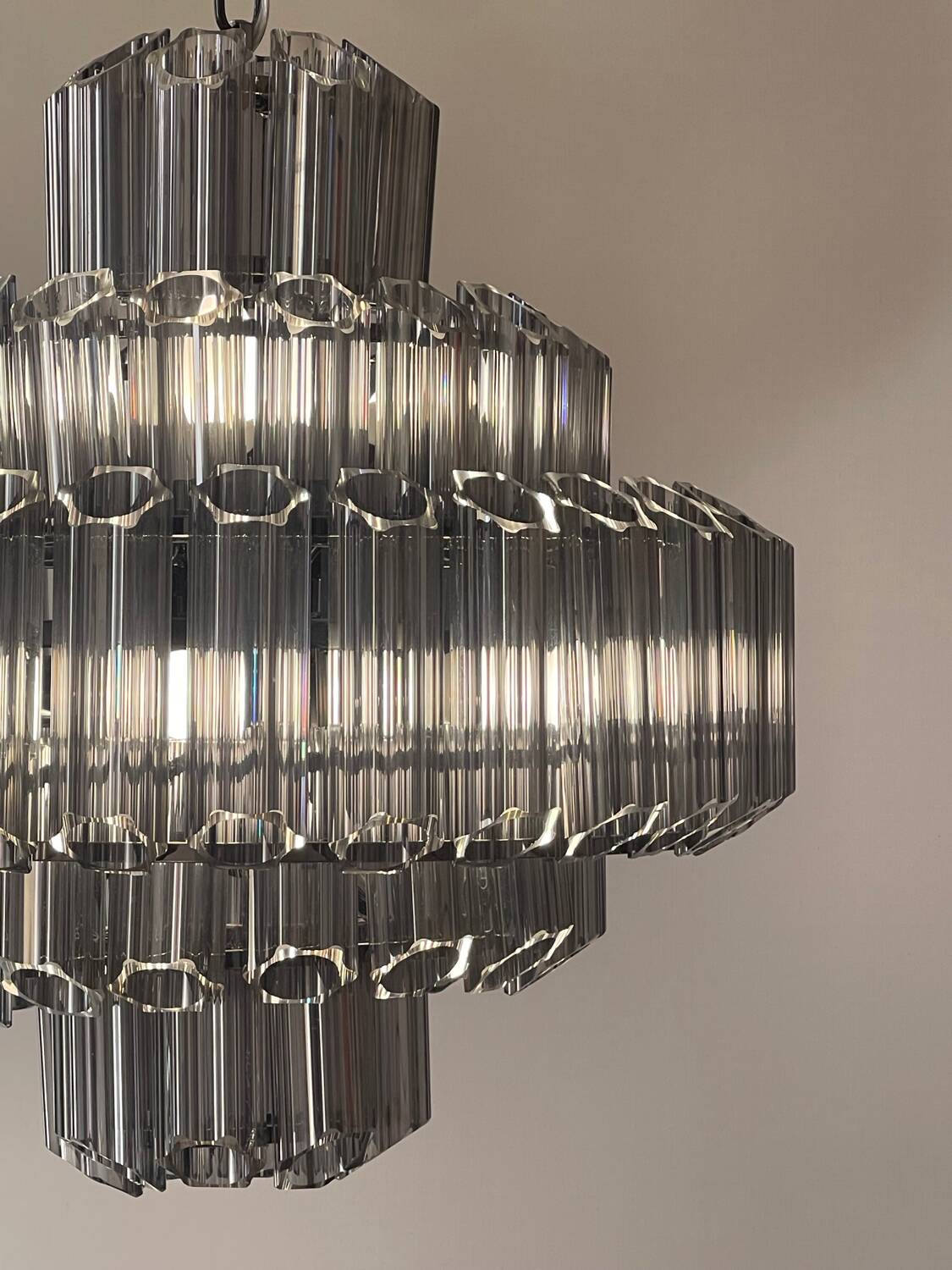Lustre XL suspension verre fumé gris
