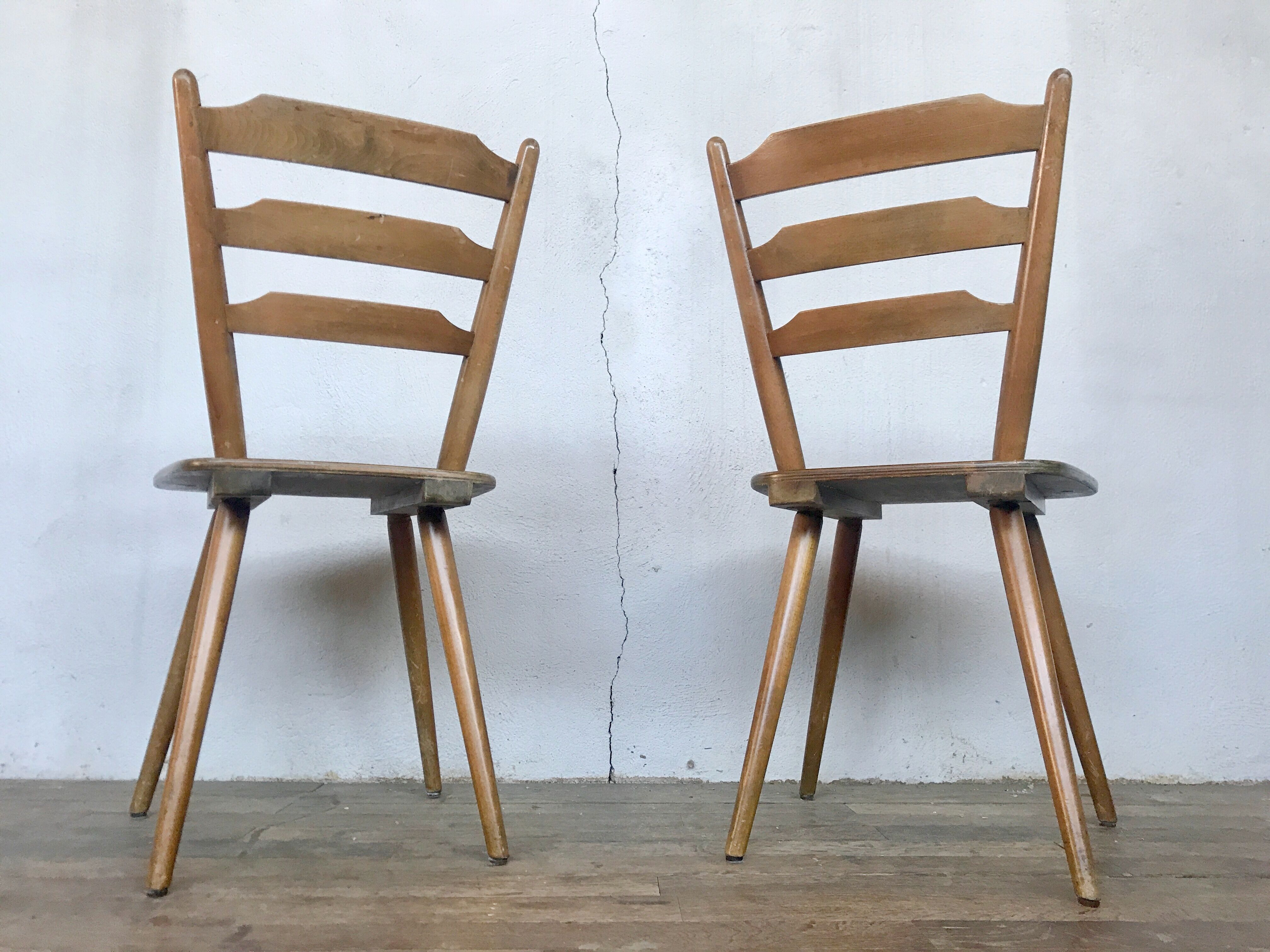 Pair of Scandinavian chairs or vintage wooden bistro