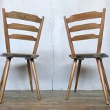 Pair of Scandinavian chairs or vintage wooden bistro