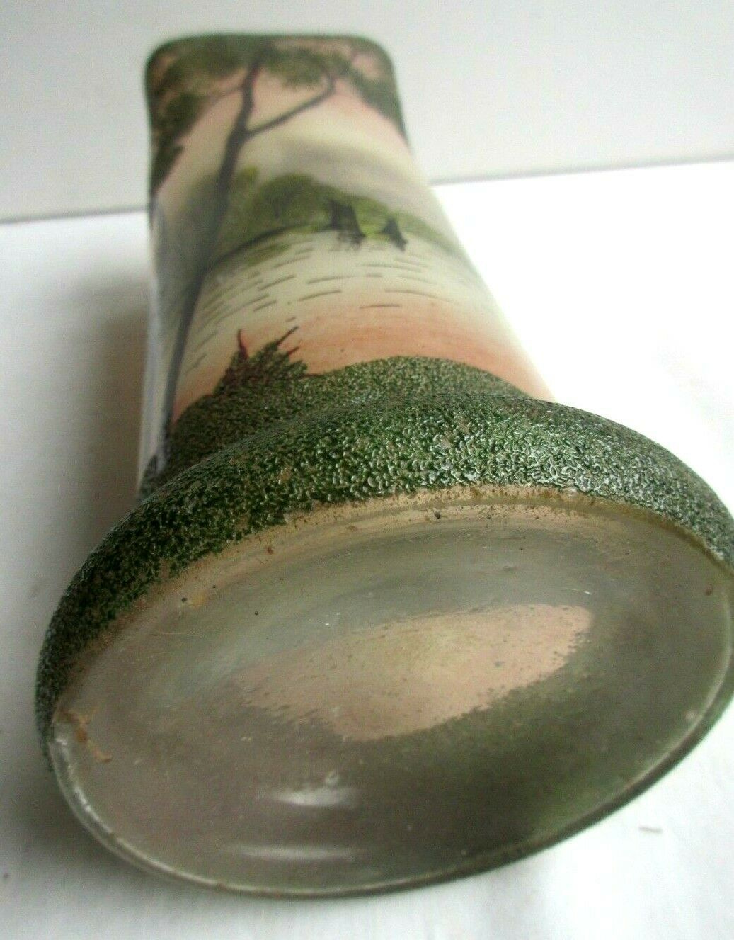 enamelled glass vase LEGRAS Lakescape, trees, Napoleon III boats