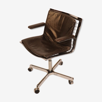 Office chair in chrome steel and leather edition Apelbaum 1970