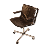 Office chair in chrome steel and leather edition Apelbaum 1970