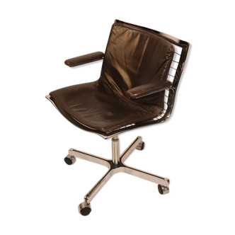 Office chair in chrome steel and leather edition Apelbaum 1970