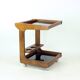 Mid Century Modern Wooden Bar Cart With Black Opaline Glass, 1960s