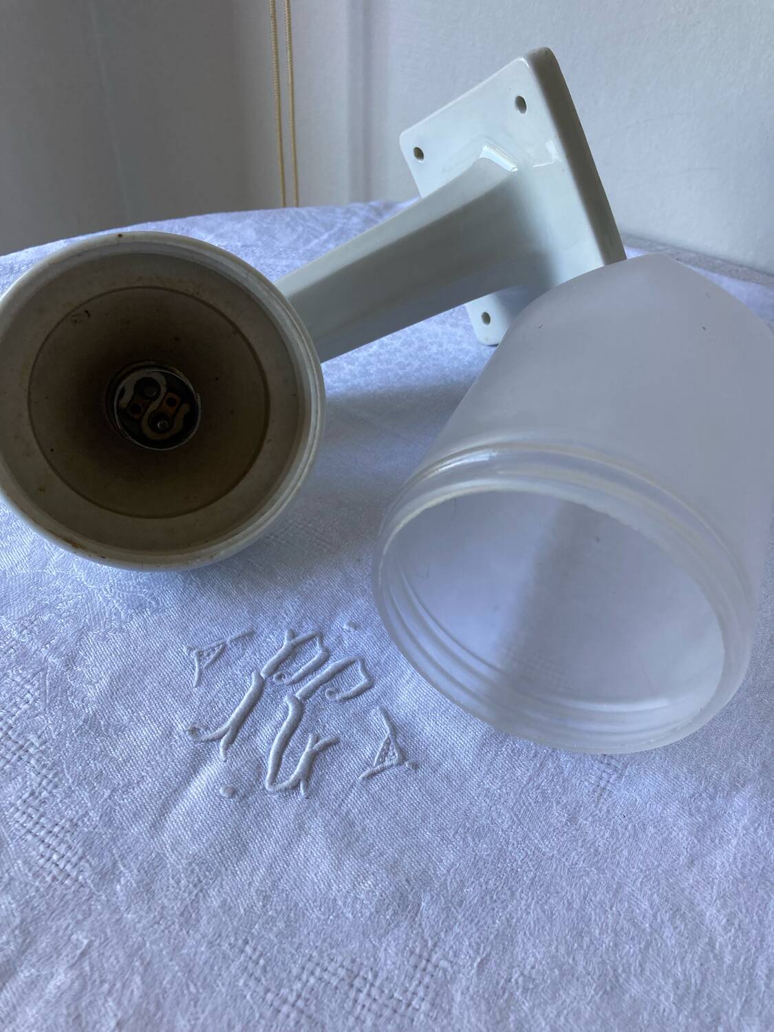 Applique porcelaine et verre Art Deco