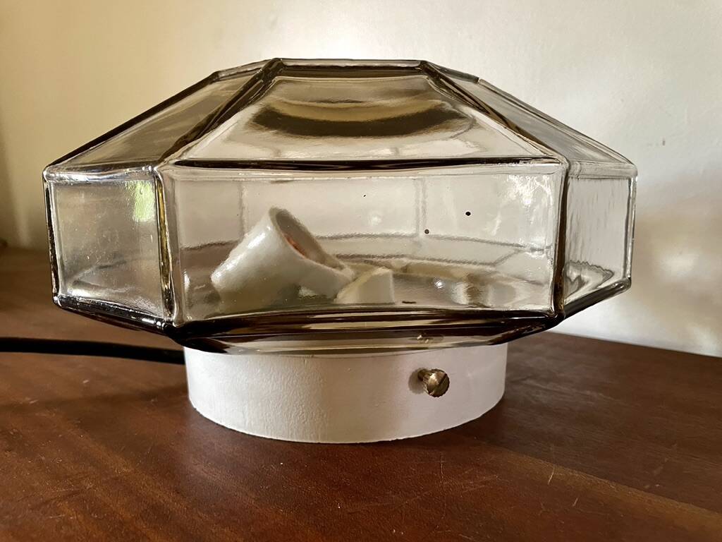 Smoked glass ceiling light ISMOS Italy 1970