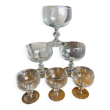 Six glass champagne or dessert glasses, Seca