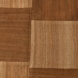 4x6 Checkered Pattern Camel Brown Vintage Kilim Rug, 140x172Cm