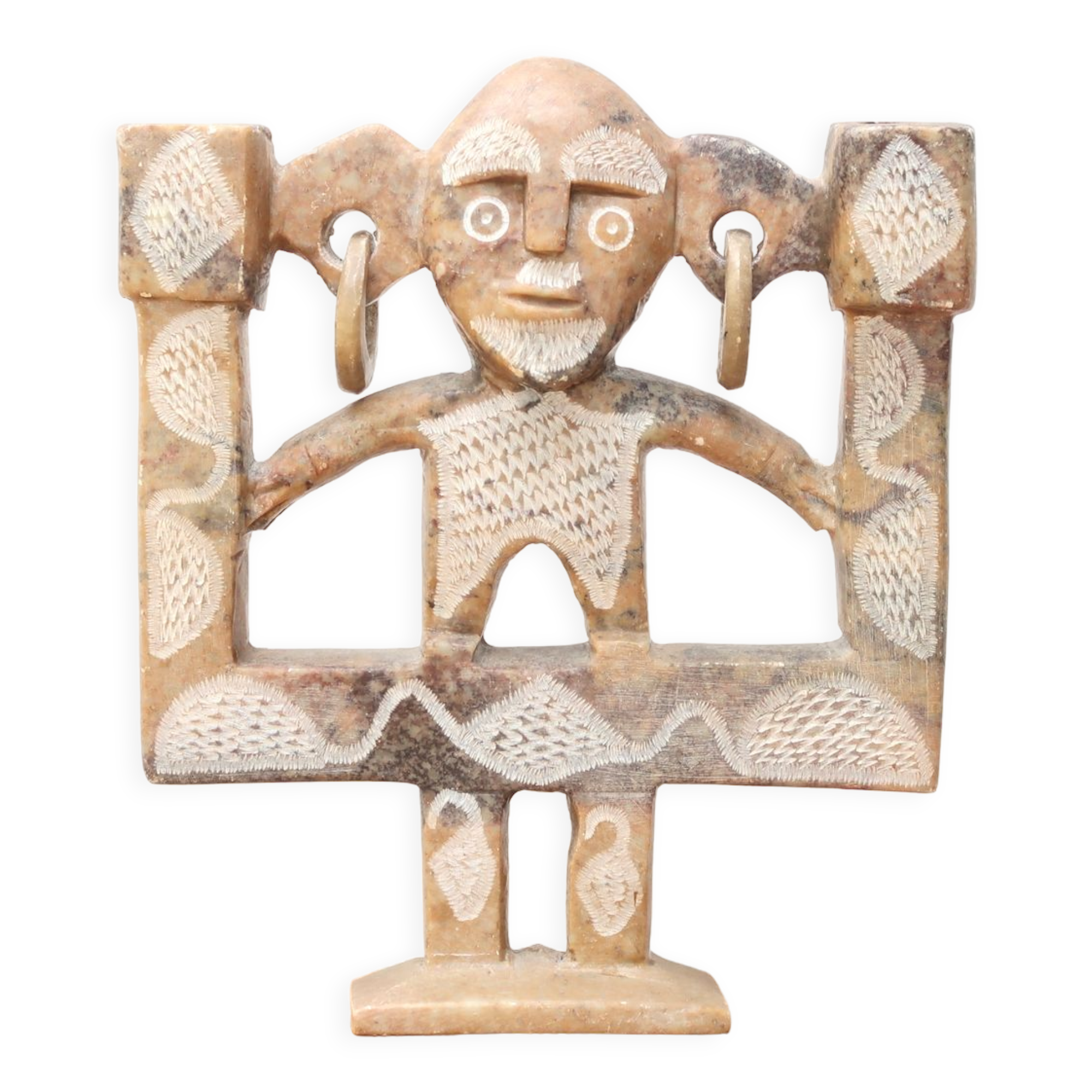 Moroccan anthropomorphic stone candle holder, 70s