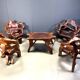 Large olive tree root chair set, 1960s