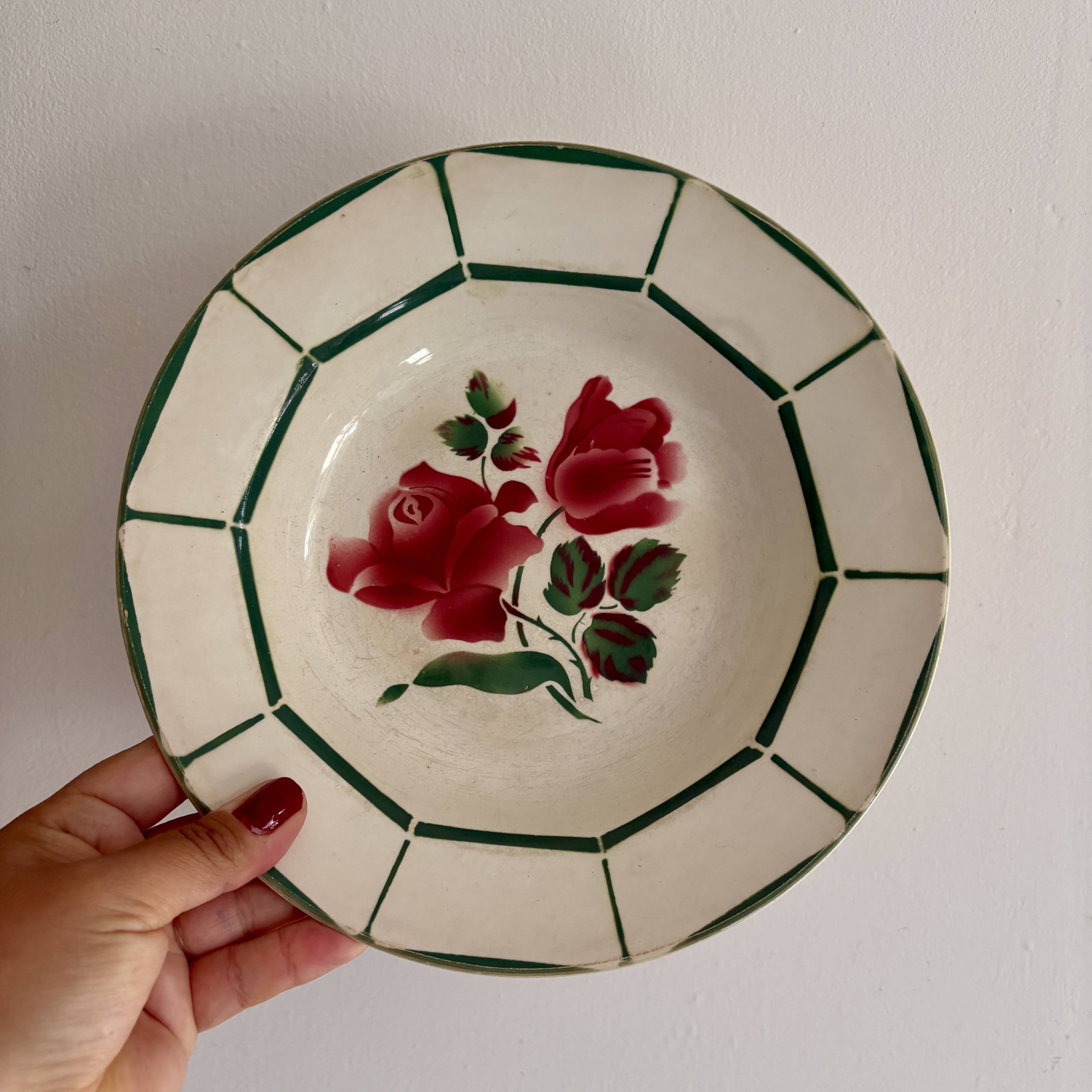 Set of 6 mismatched vintage soup plates