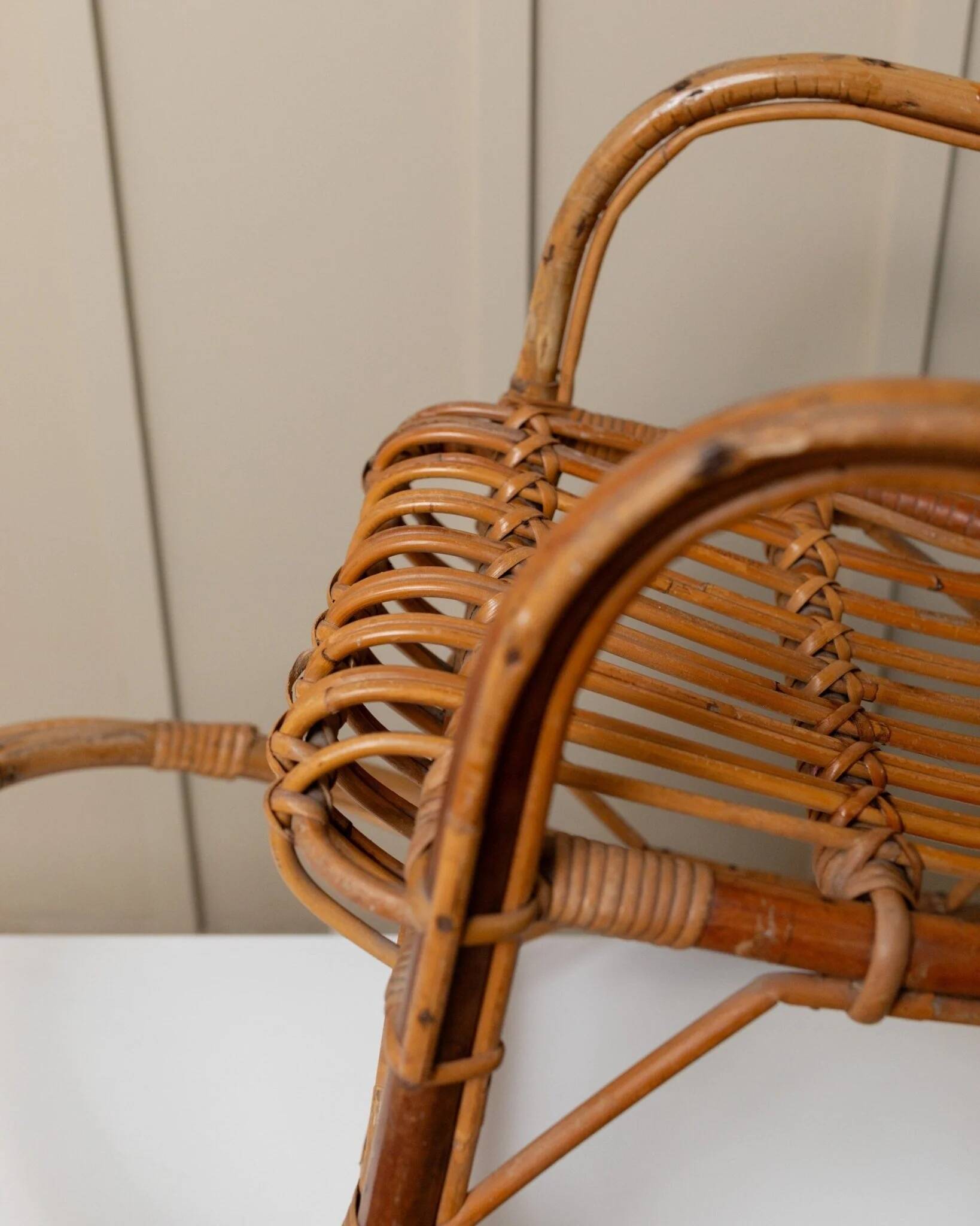 Vintage bamboo rocking chair for children - Bohemian chair - Mid-Century design - Italy 1970s