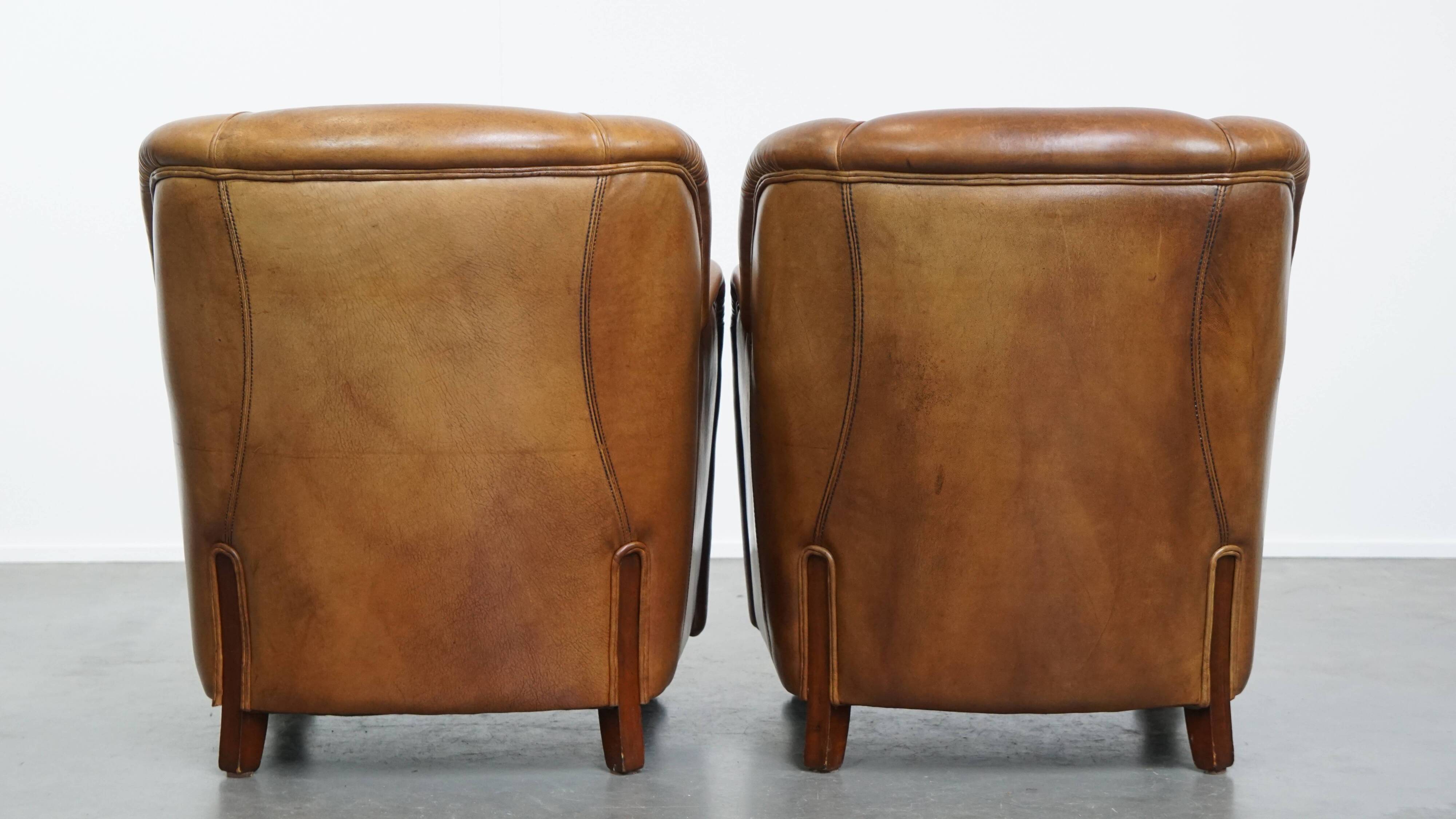 Set of 2 Sheepskin Leather Design Armchairs