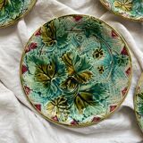 5 plates in vine leaf slip, late 19th century