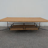 Vintage rattan and metal coffee table