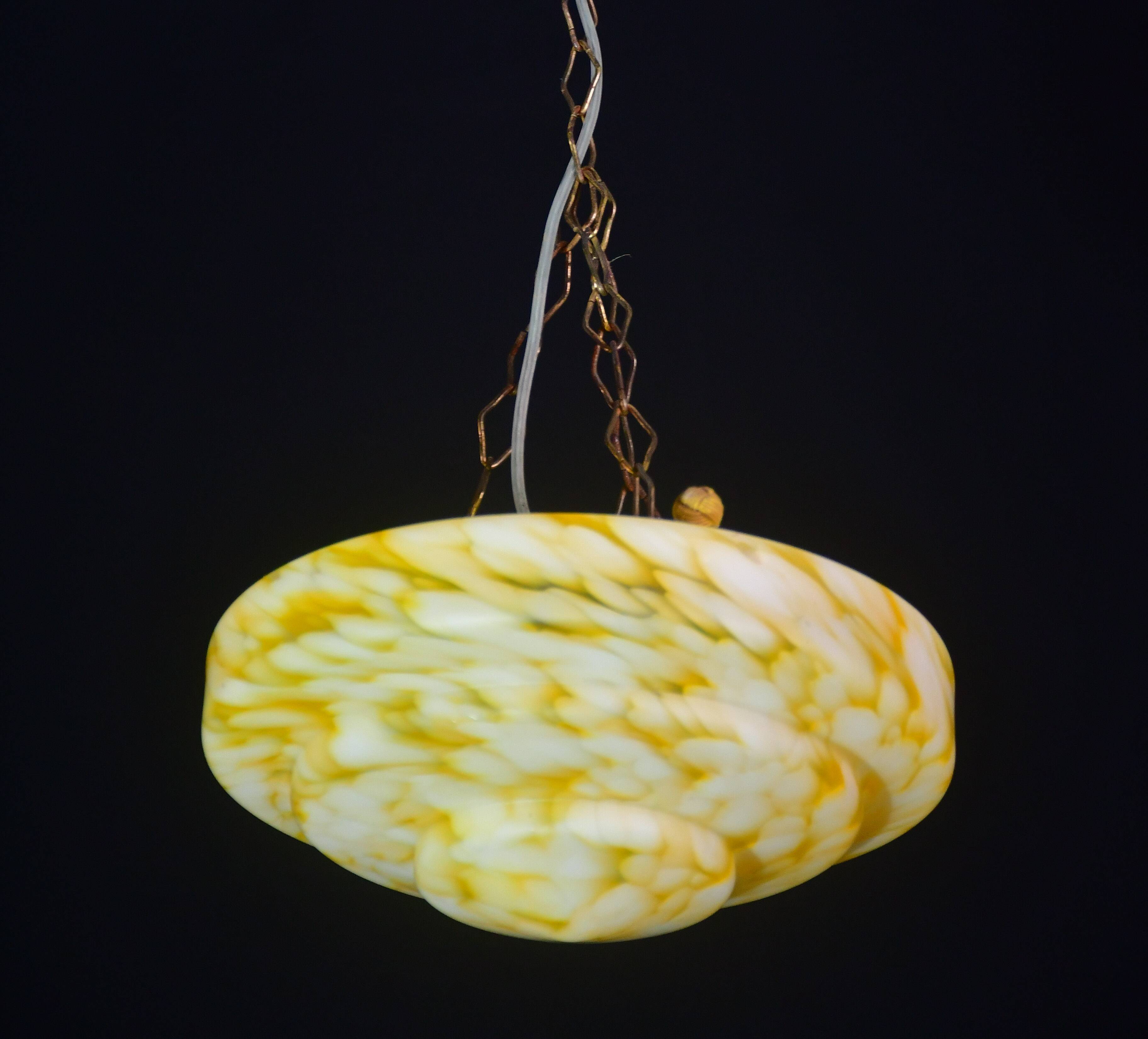 Art Deco yellow Murano glass pendant, 1950