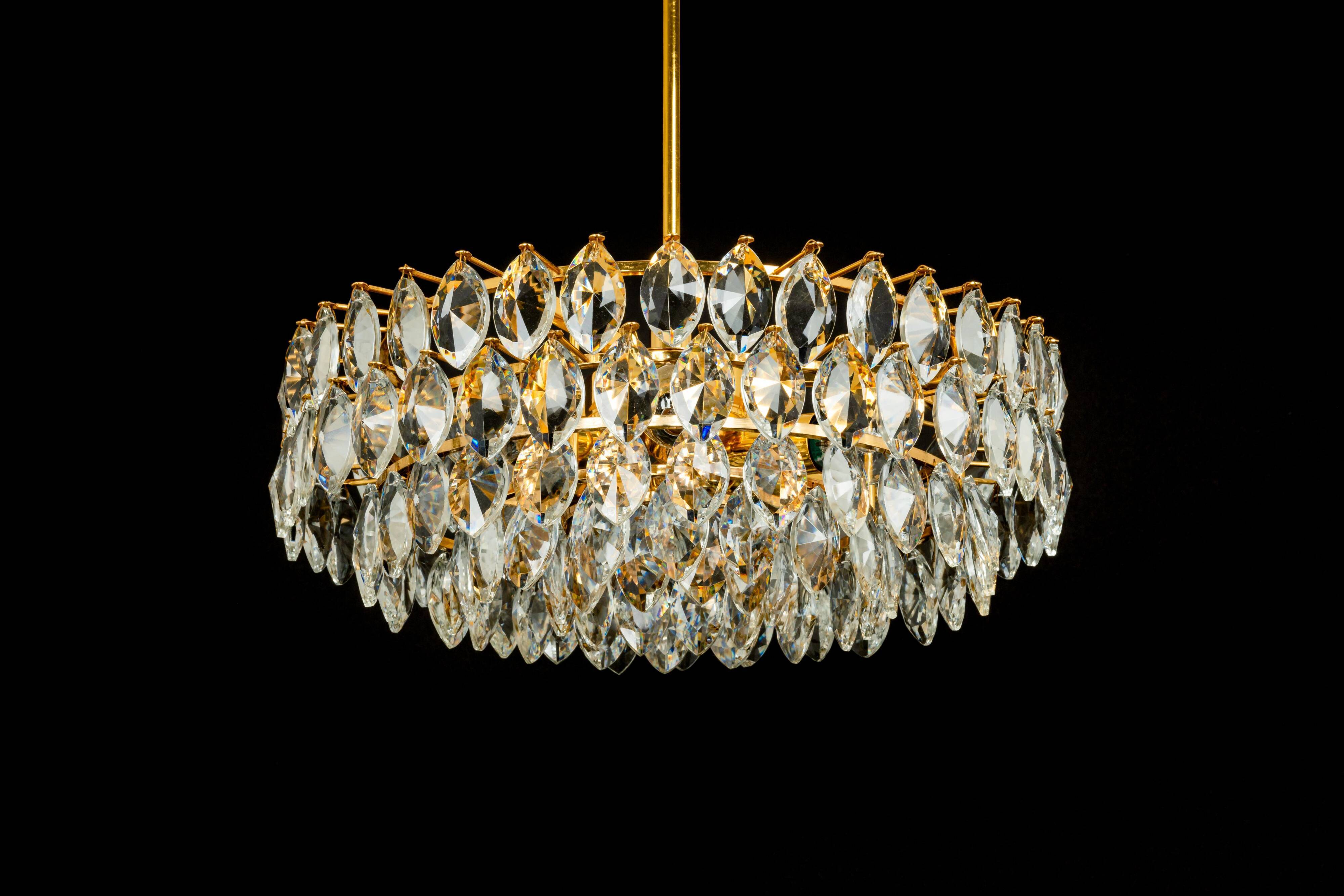 Lustre Bakalowits in brass and crystal glass, Austria, 1960s